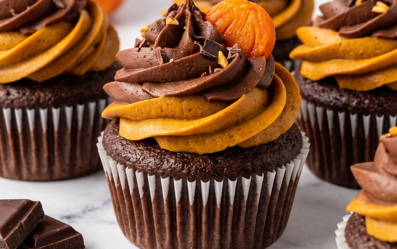 Chocolate Pumpkin Cupcakes