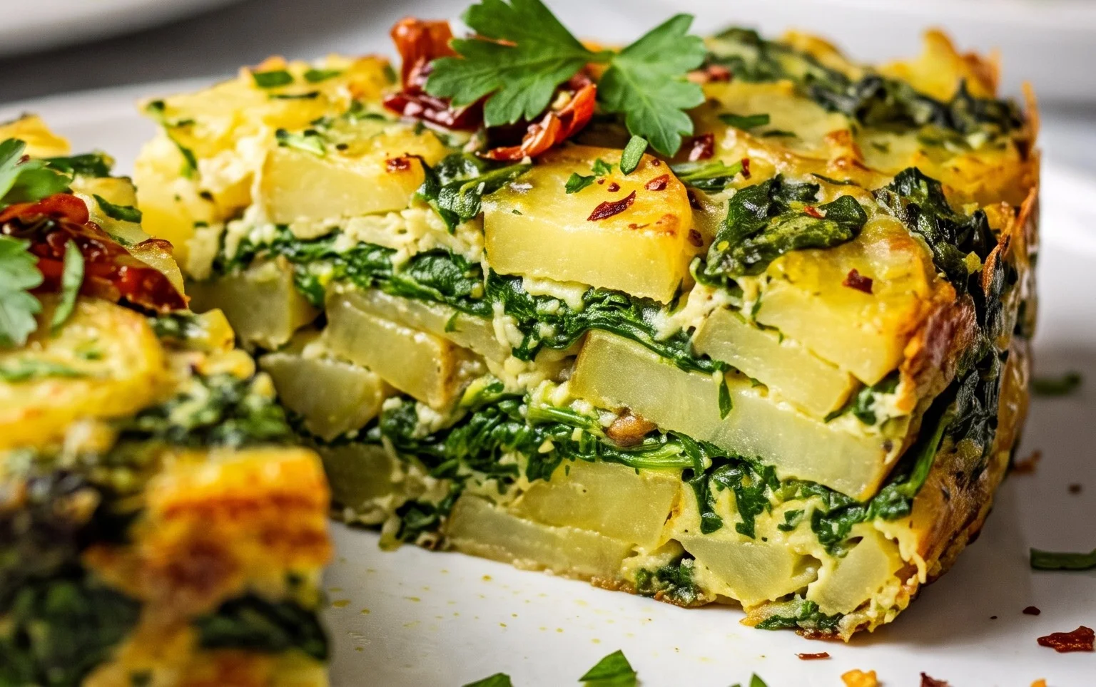 Sformato di patate e spinaci rustico vegetariano 